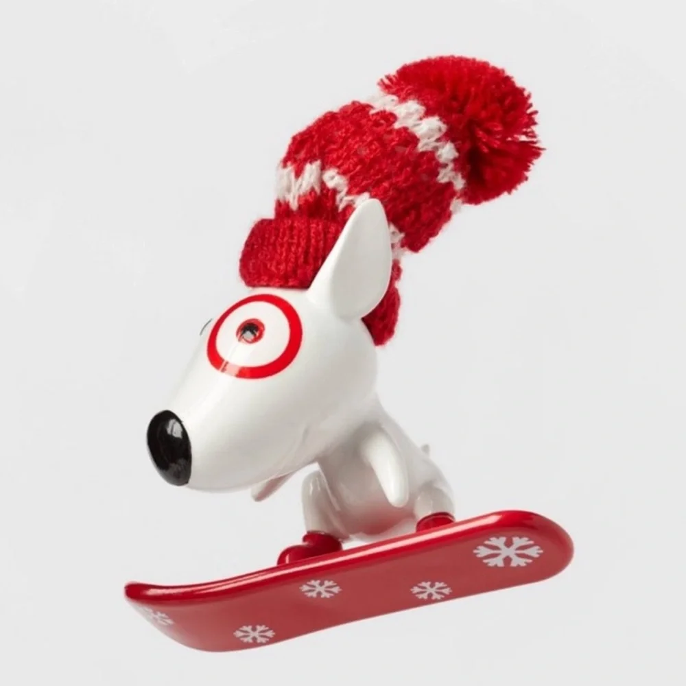 NWT Target bullseye dog Christmas tree ornament 2023 snowboard